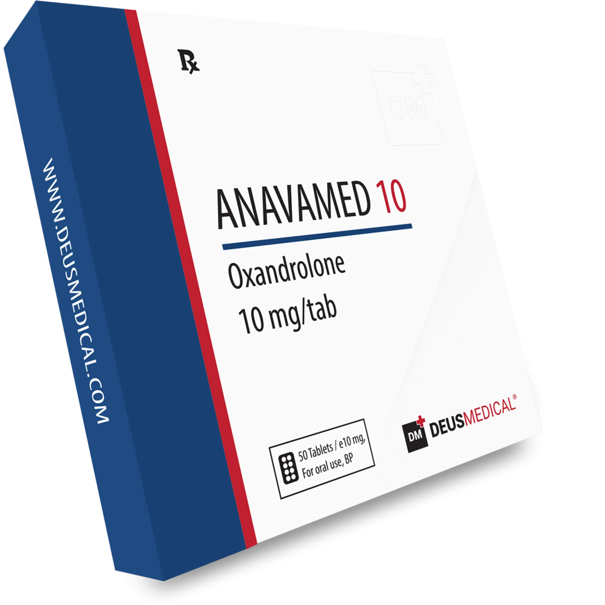 ANAVAMED 10 Oxandrolone tablets, Deus Medical box and blisters