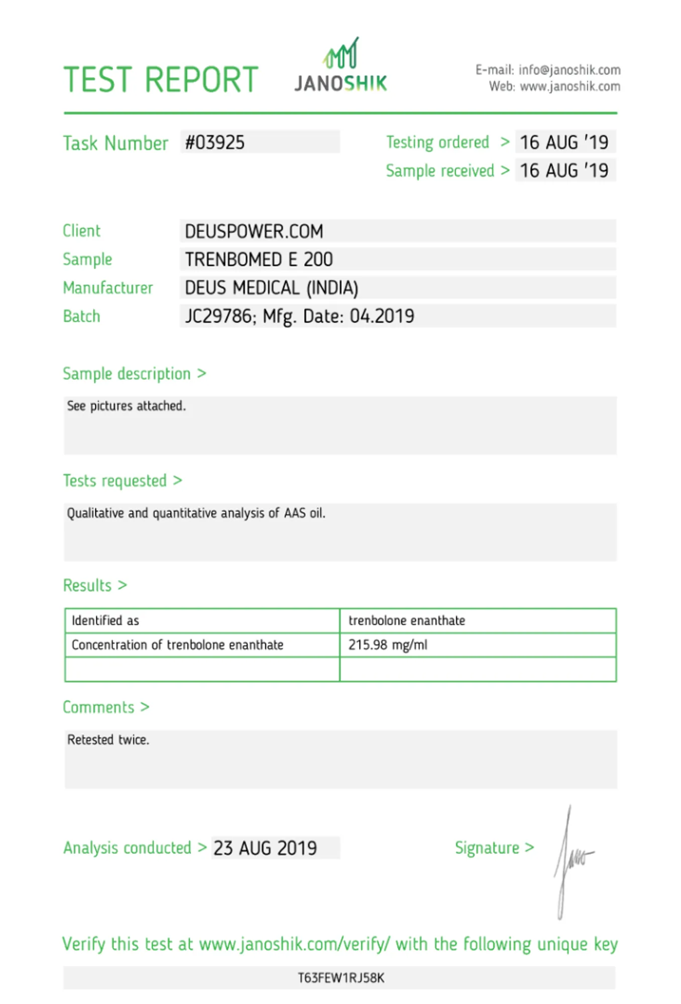 TRENBOMED E 200 (Trenbolone Enanthate) injectable ampoules, Deus Medical