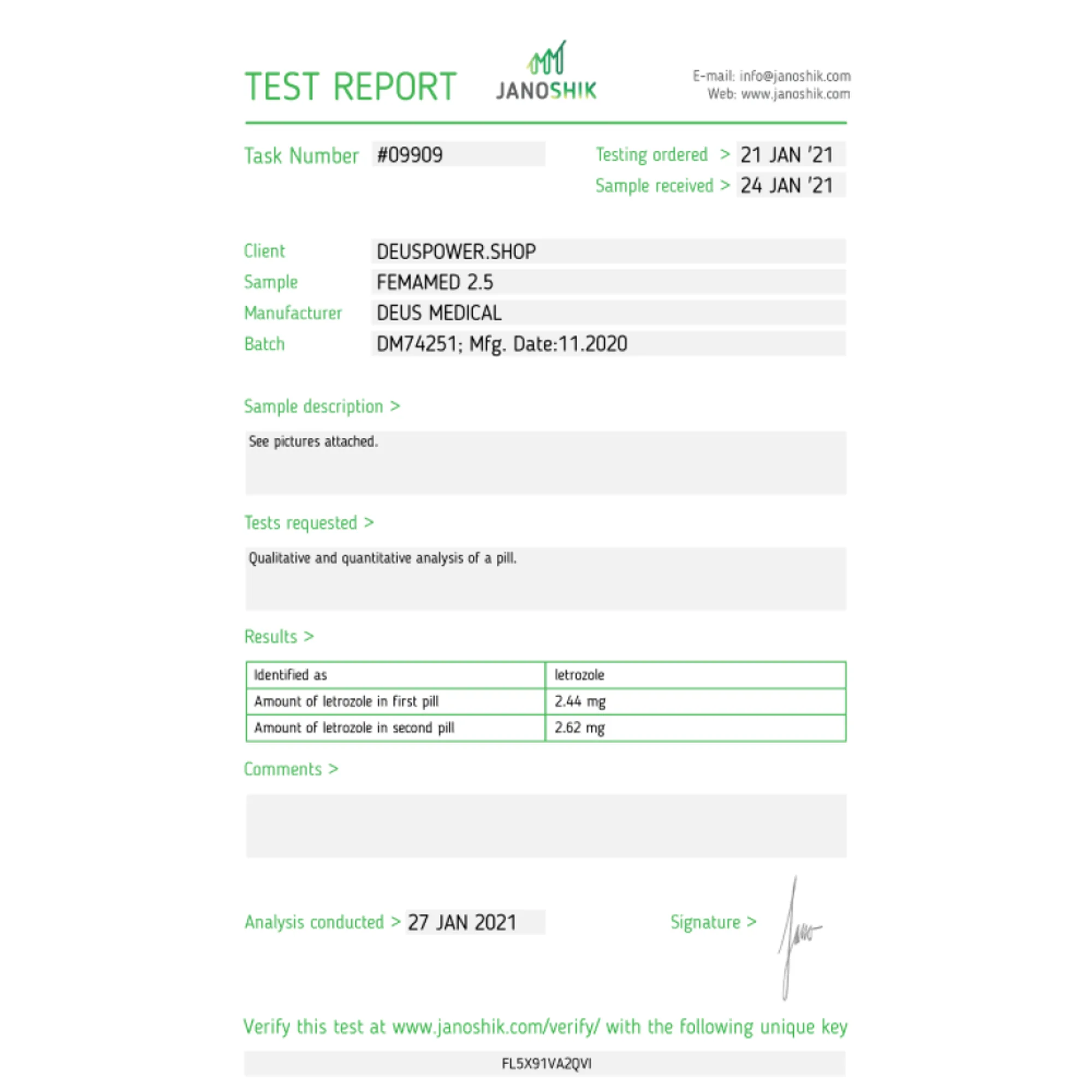 FEMAMED 2.5 (Letrozole), Deus Medical, Buy Steroids Online - www.deuspowershop.net