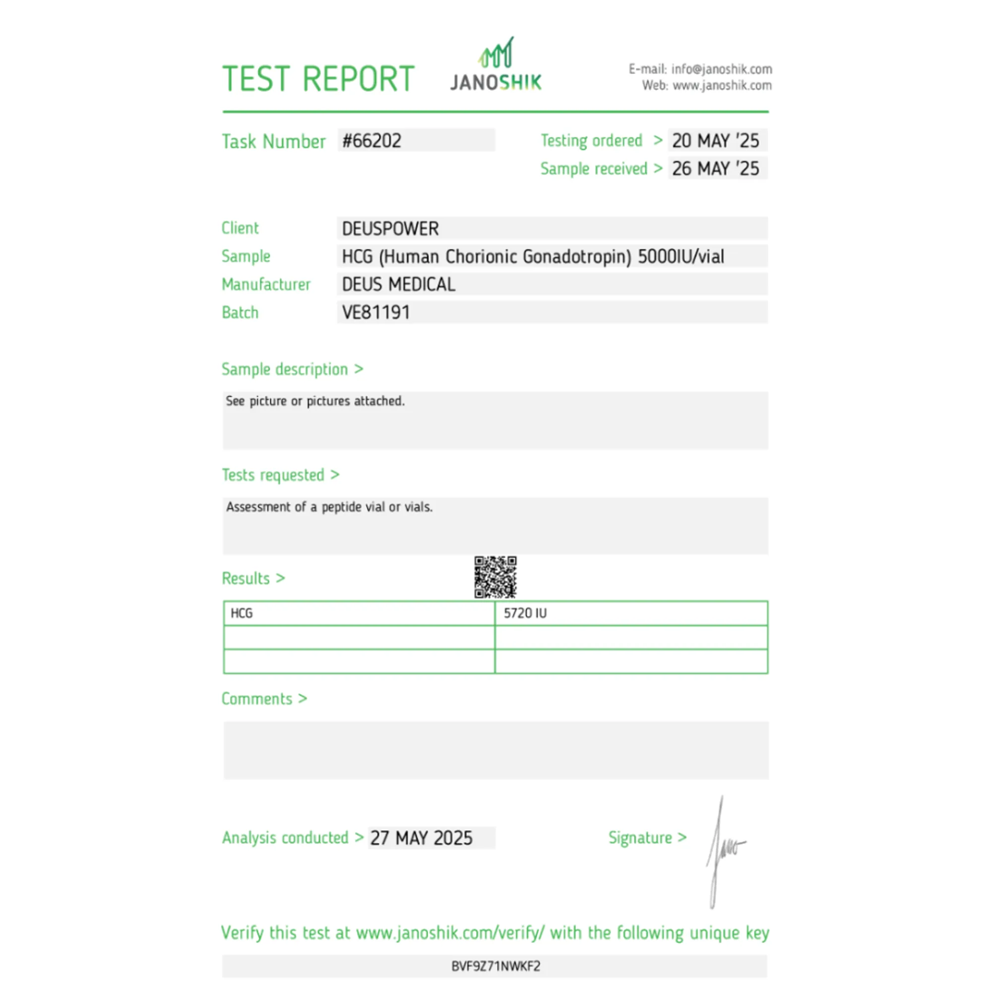 HCG (Human Chorionic Gonadotropin), Deus Medical, Köp steroider online - www.deuspowershop.net