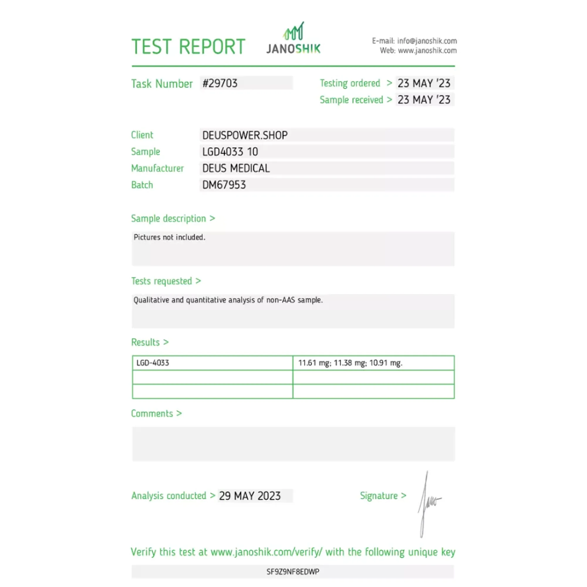 LGD4033 (Ligandrol) 10mg tablets by Deus Medical on DeusPower Shop