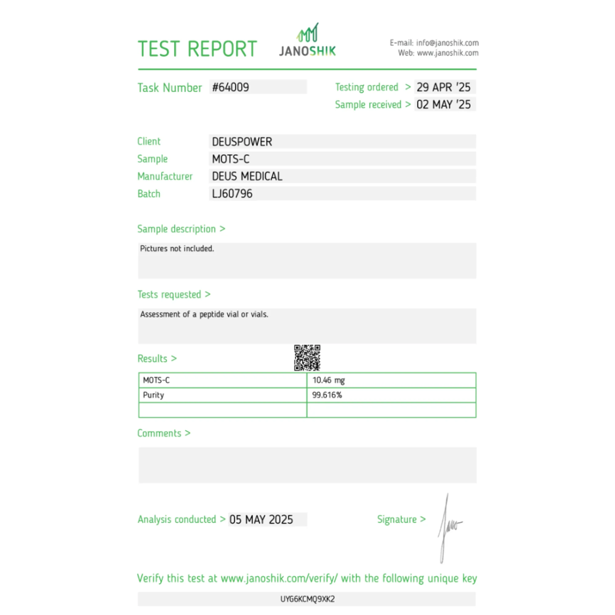 MOTS-C (peptide derivato dai mitocondri MOTS-C), Deus Medical, acquista steroidi online - www.deuspowershop.net