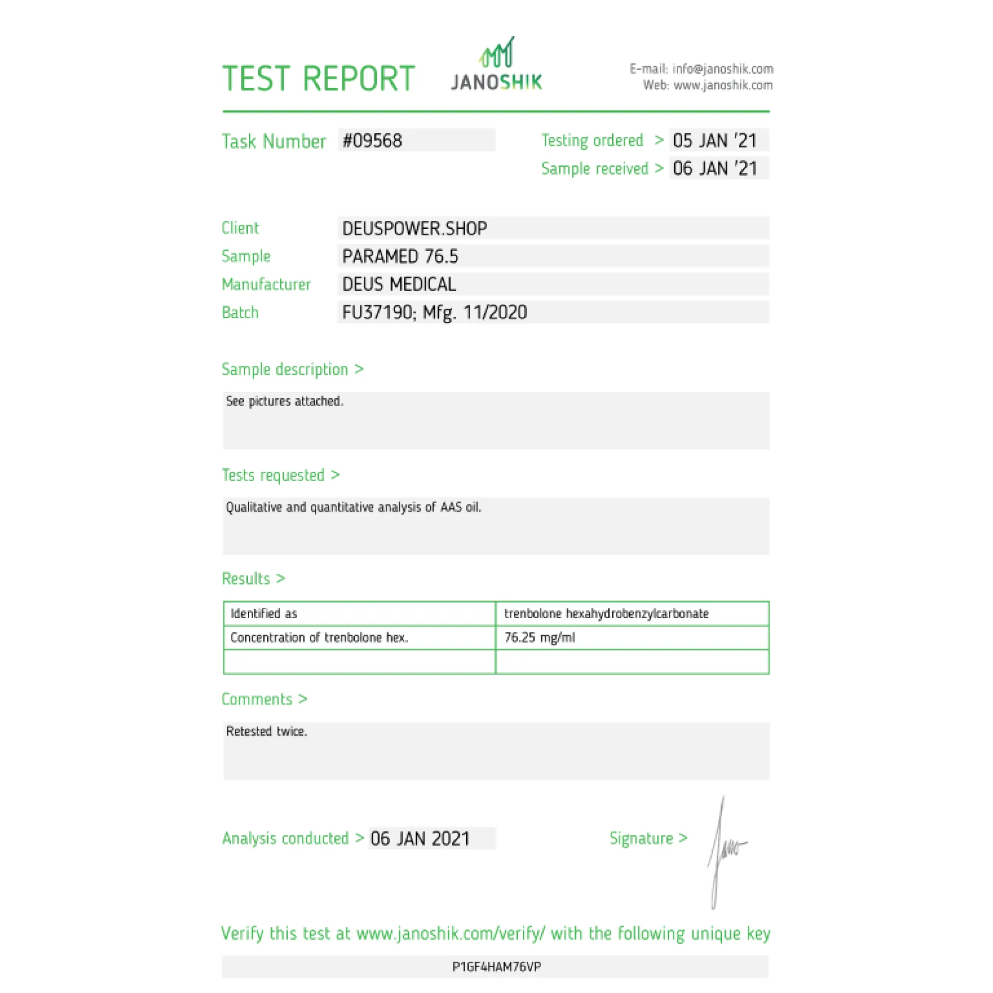 PARAMED 76.5 (Trenbolon Hexahydrobenzylcarbonate), Deus Medical, Koupit steroidy online - www.deuspowershop.net