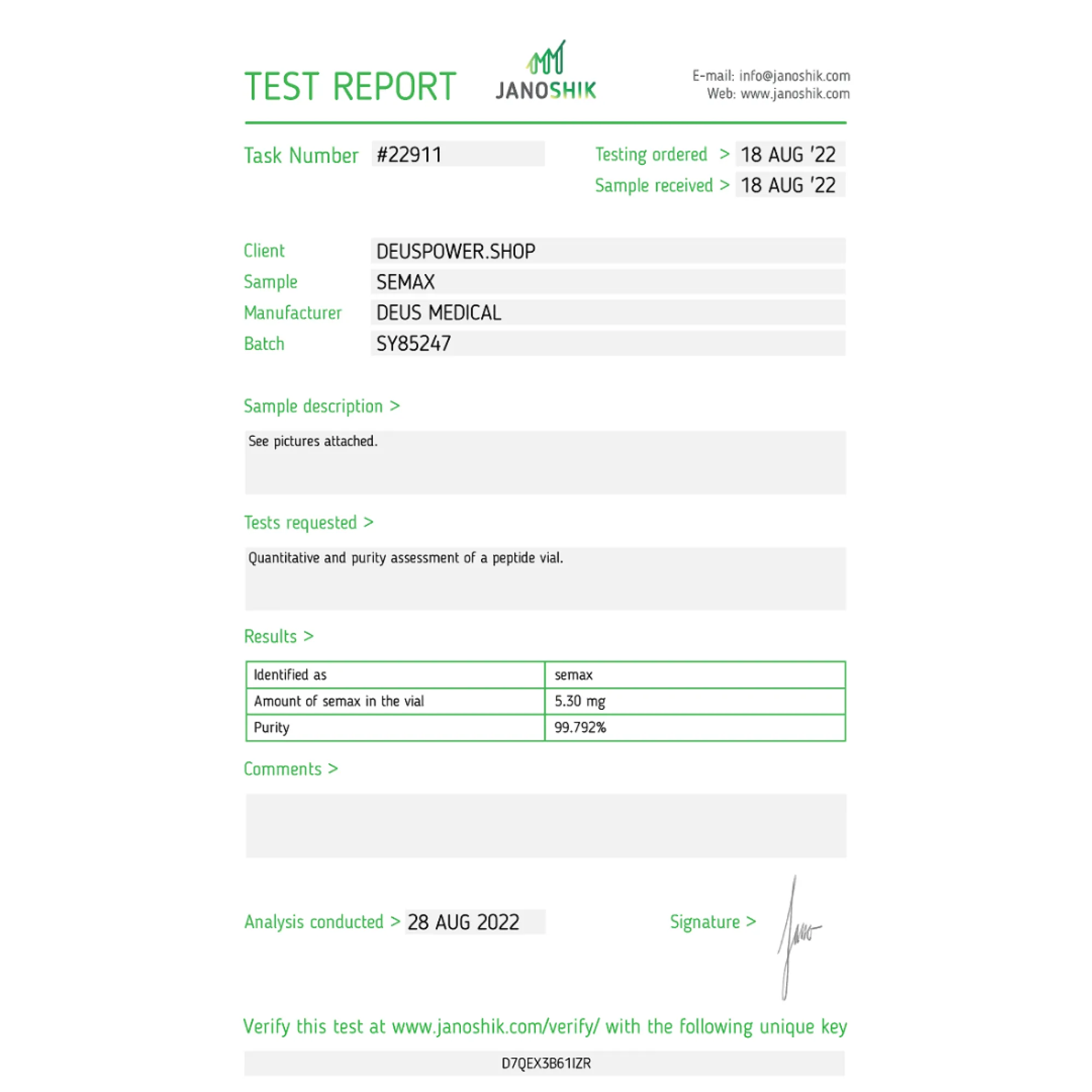 SEMAX (Semax Heptapeptide), Deus Medical, Buy Steroids Online - www.deuspowershop.net