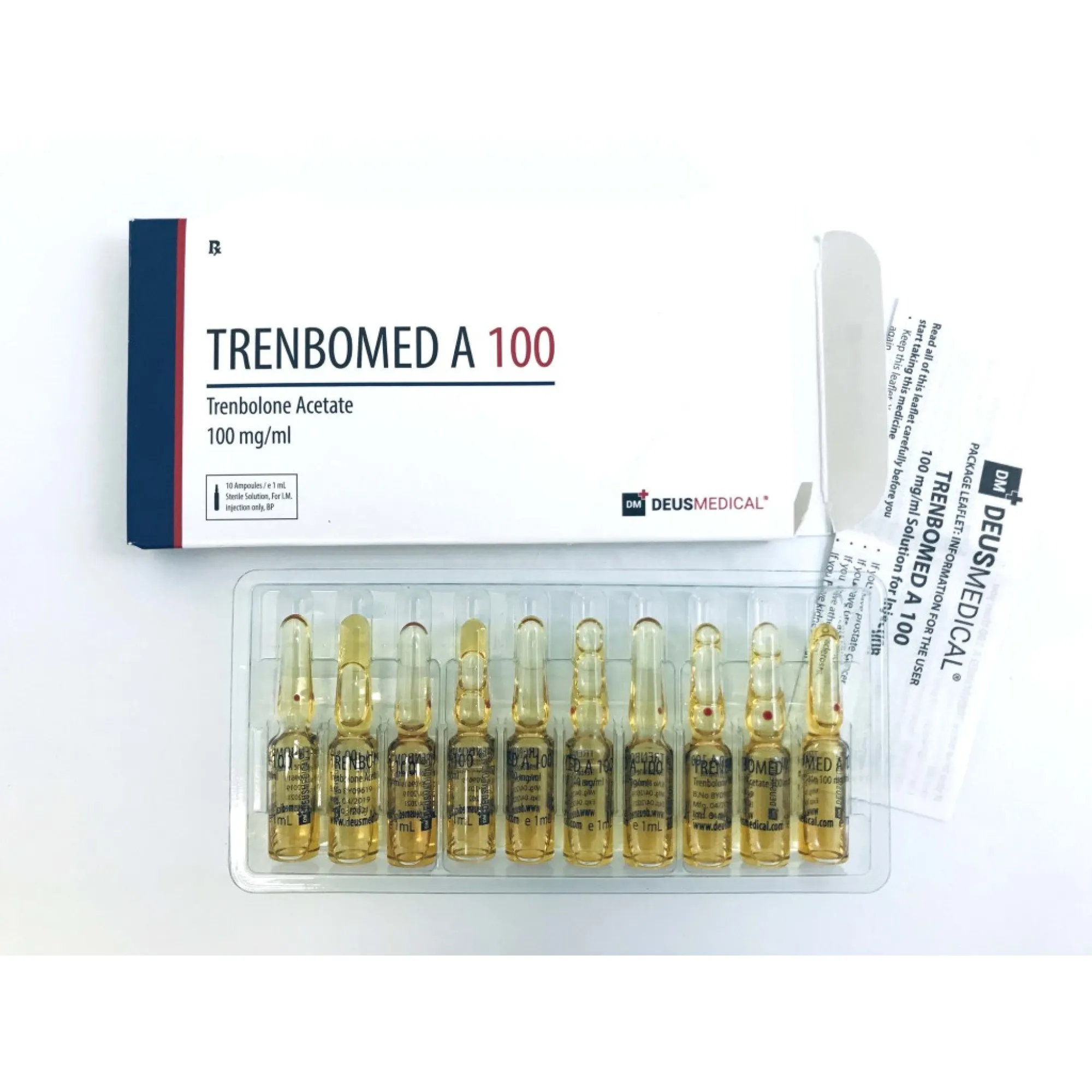 TRENBOMED A 100 (Trenbolone Acetate) injectable ampoules, Deus Medical